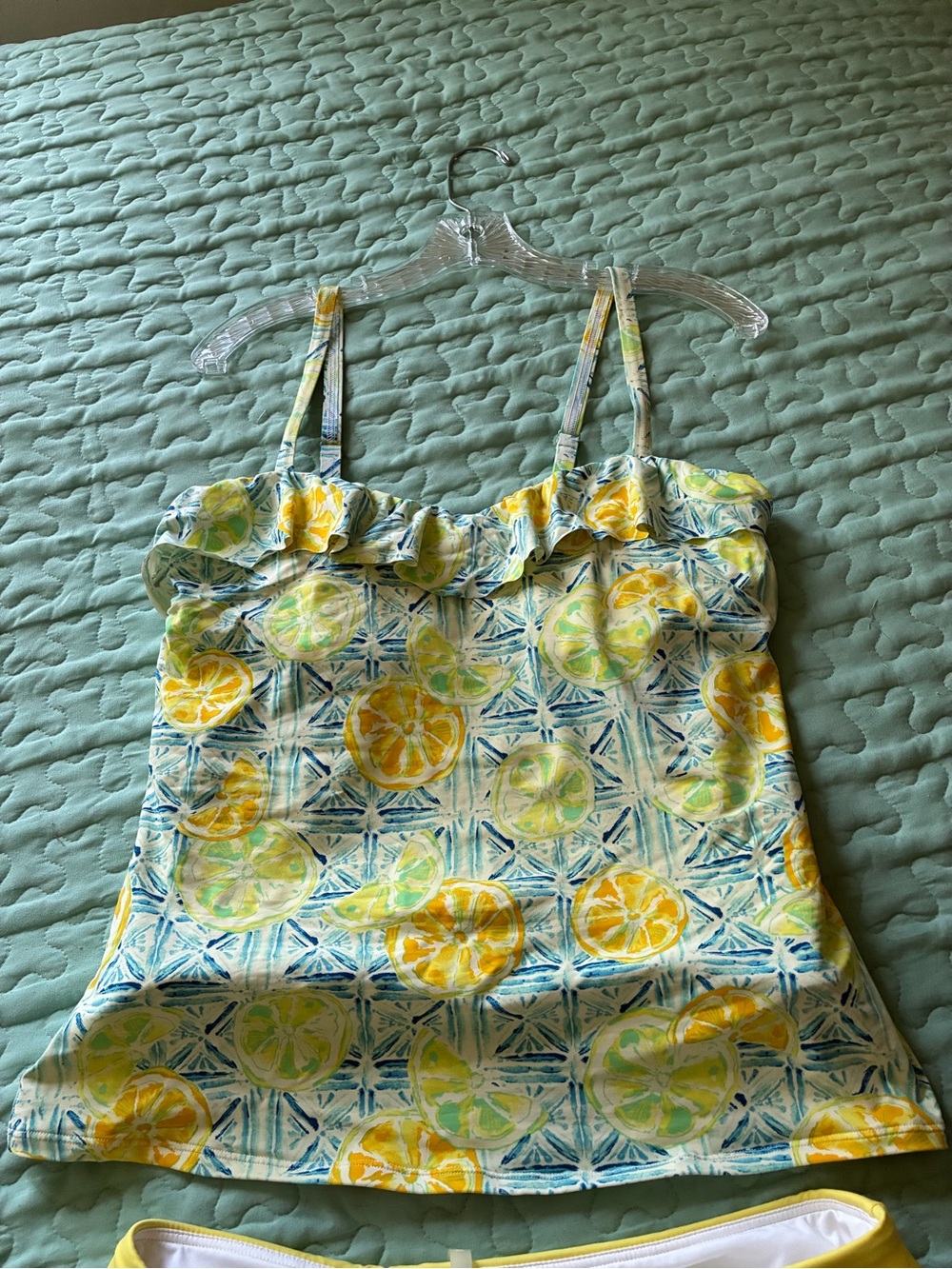 Women’s Lemon Print Ruffle Cami Top -and swim skirt